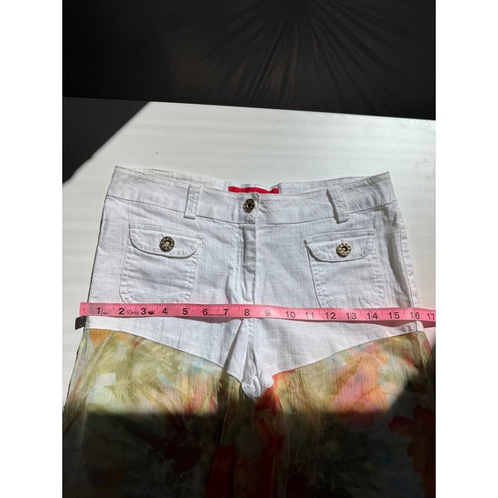 Womens Boho Sheer Floral 2pc Set Palazzo Pants Overlay Shorts Resort Y2K Size L - Picture 11 of 16